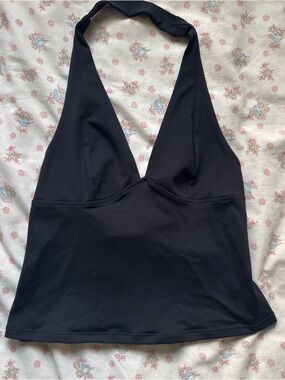 free people still here basic black halter top